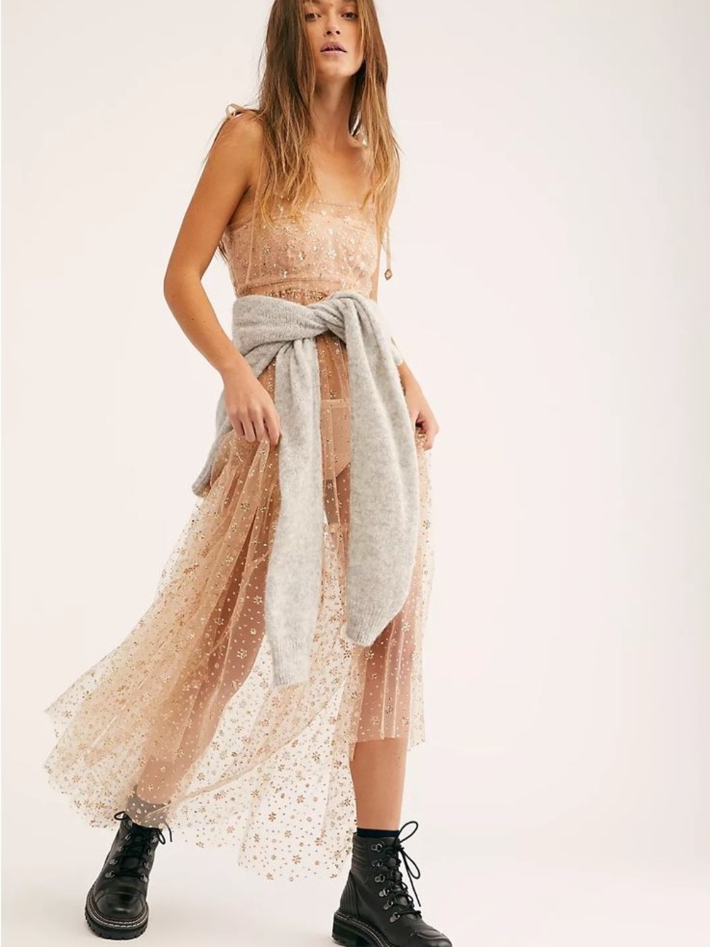 Intimately Free People Estella Glitter Maxi Sheer dress